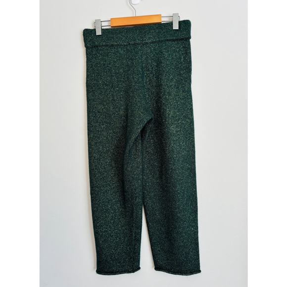 Zara Metallic Green & Gold Knit Casual Lounge Pants With Pockets Women’s Size S - Picture 5 of 13